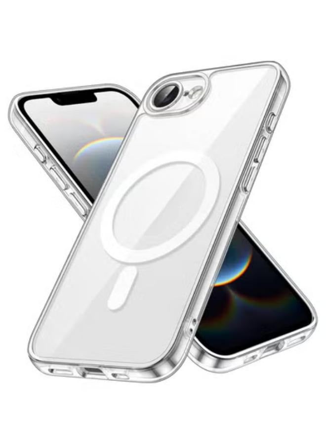 Clear Magnetic iPhone 16E Case, MagSafe Compatible, Shockproof Silicone Frame, Crystal Clear Hard Back Cover (iPhone 16e)